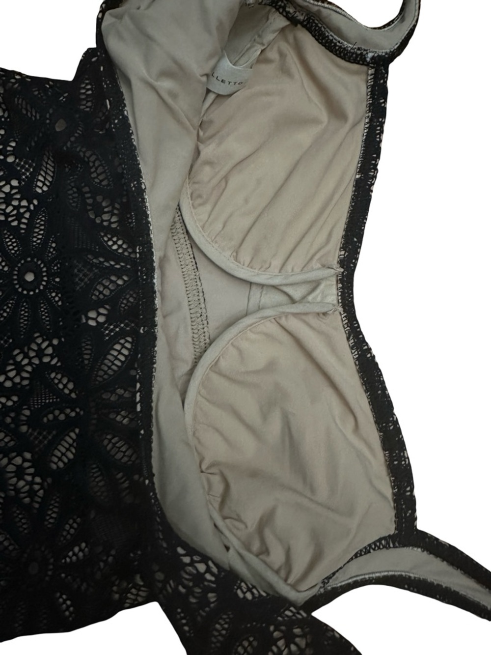 Karla Colletto Designer Black Floral Lace One-Piece Swimsuit Size 10 - Picture 5 of 9
